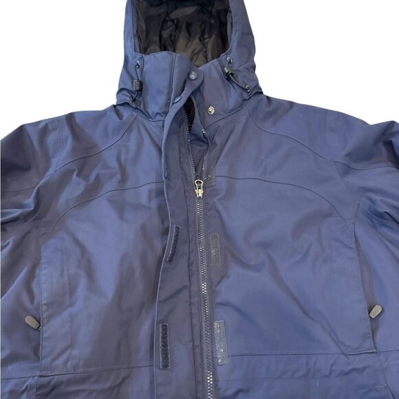 LL Bean Fleece Lined Parka Jacket Navy Blue Hooded Winter Coat - Picture 5 of 7